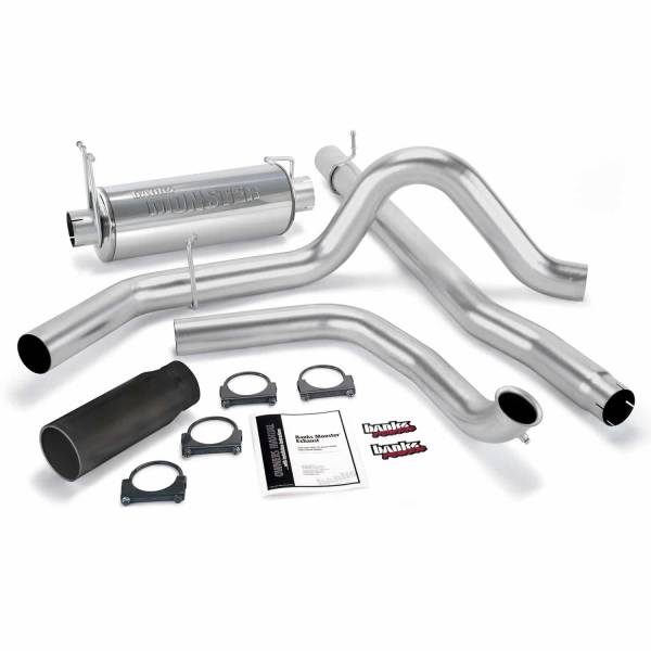 Banks Power - Banks Power Monster Exhaust System Single Exit Black Round Tip 99-03 Ford 7.3L without Catalytic Converter