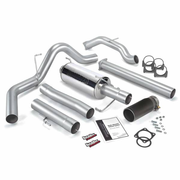 Banks Power - Banks Power Monster Exhaust System Single Exit Black Round Tip 03-04 Dodge 5.9L CCLB No Catalytic Converter