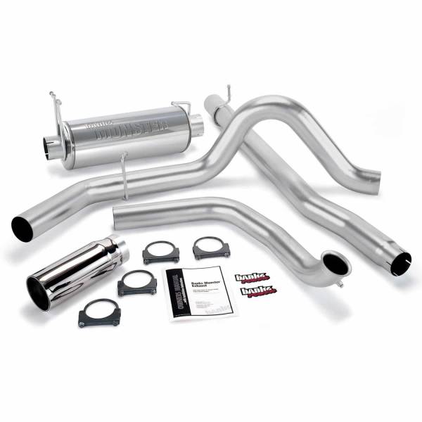 Banks Power - Banks Power Monster Exhaust System Single Exit Chrome Round Tip 99 Ford 7.3L Truck Catalytic Converter