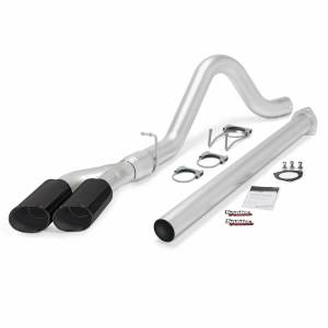 Banks Power Monster Exhaust System Single Exit DualBlack Ob Round Tips 15 Ford Super Duty 6.7L Diesel