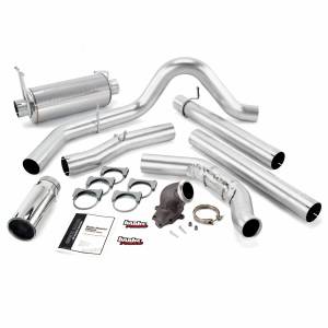 Banks Power Monster Exhaust System W/Power Elbow Single Exit Chrome Round Tip 00-03 Ford 7.3L Excursion