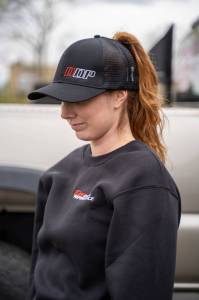 DDP Women's Black High Ponytail SnapBack Hat w/ Abbreviated DDP Logo